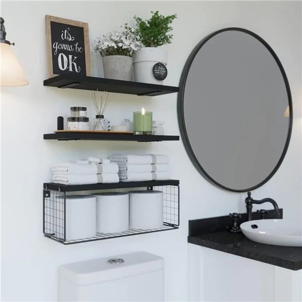 Floating Shelves Wall Mounted, Rustic Wood Bathroom Shelves Over Toilet